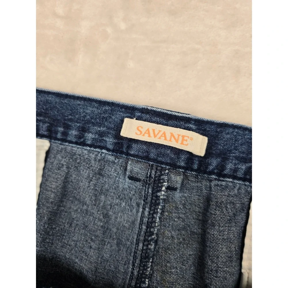 Savane Cargo Shorts Mens 44 Blue 100% Cotton Denim Elastic Waist‎ Casual Utility